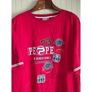 Pepe Jeans London Mens Red Graphic T-Shirt 2XL PJL Indust DNM 73 Logo Tee